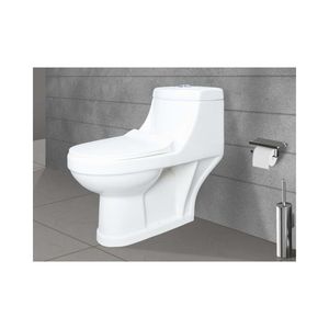 Inodoro de Una Pieza Duradero, 735x380x670mm, Diseño Orbicular, Cerámica Blanca Moderna, Doble Descarga, Montaje en Suelo, Uso Comercial y Hotelero - Product Image 1