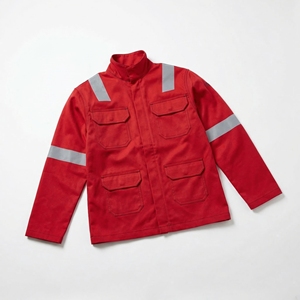 Red <b>Reflective</b> Work <b>Jacket</b> with Chest & Sleeve <b>Reflective</b> Tape Heavy Duty Industrial Utility <b>Jacket</b> OEM / Private Label - Product Image 1
