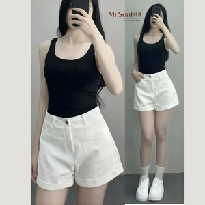 Shorts Kaki Personalizados para Mujer, Holgados, Casuales, de Verano, Cintura Alta, Transpirables, 3 Colores, OEM ODM Vietnam - Product Image 6