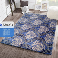 Tapis en polyester moderne abstrait fabriqué à la machine pour les chambres à coucher, antidérapant avec des bords épais