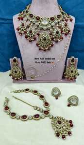 Élégant ensemble de bijoux ethniques en laiton de haute qualité, plaqué rhodium, avec zircon, pour mariée, fiançailles, mariage, anniversaire, fête, collier ras-du-cou effet ombre - Product Image 2