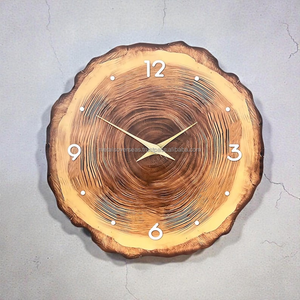 Horloge murale décorative en bois, design anneau d'arbre naturel, silencieuse, sans tic-tac, pour la maison et le bureau - Product Image 5