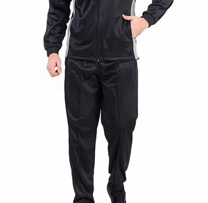 Conjunto Deportivo para Hombre en Negro y Gris, Chaqueta con Cierre Completo y Pantalones, Ropa Deportiva de Poliéster, Traje de Entrenamiento Otoñal, Corte Regular - Product Image 4