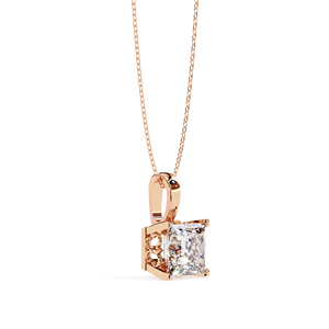 Bijoux fins pour femmes, pendentif solitaire en diamant de laboratoire taille princesse 2,5 carats, or massif 18 carats, chaîne fine incluse - Product Image 6