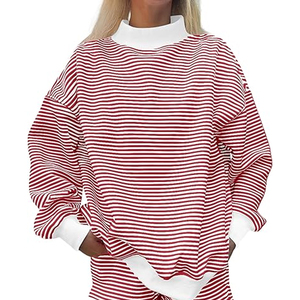 Sudaderas con capucha para mujer al por mayor, sudaderas extragrandes con cuello simulado, sudaderas con capucha de manga larga de algodón y forro polar para mujer - Product Image 5