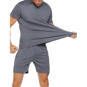 Ensemble 2 pièces pour homme : T-shirt décontracté à manches courtes et short, 100 % coton, imprimé personnalisable, respirant, séchage rapide, grandes tailles - Product Image 3