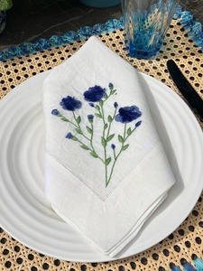 Serviette de table Nature4u à points festonnés, blanche, pour repas raffinés, brodée à la main, monogramme personnalisé, style japonais, couleur personnalisable, avion - Product Image 5