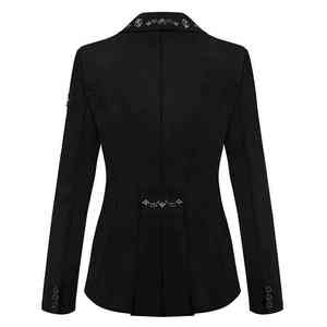 Women's Black Custom Logo Riding <b>Jacket</b> with <b>Rhinestone</b> Collar and Back Detail Polyester/Cotton Show Jumping - Product Image 2