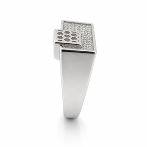 Bague pour homme en argent sterling 925, motif nid d'abeille et grappe de diamants, finition polie, style signet géométrique carré, pour mariage, fête, usage quotidien, haute qualité - Product Image 4