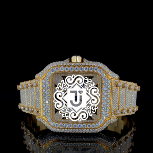 Montre de luxe en acier inoxydable de qualité export, mouvement mécanique ETA, cadran serti de diamants Moissanite, chiffres arabes, style tendance - Product Image 1