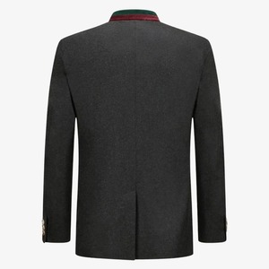 เสื้อแจ็คเก็ตบาวาเรีย GNG IMPEX รุ่น Unisex สีดำ ทำจากผ้าขนสัตว์ ปักลาย ตกแต่งด้วยผ้าหนัง บุด้วยผ้าไหมระบายอากาศได้ดี ให้ความอบอุ่น เหมาะสำหรับฤดูหนาว สไตล์ดั้งเดิม - Product Image 2