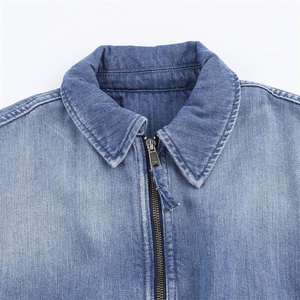 Chaqueta vaquera para hombre de alta calidad con logo personalizado, estilo urbano, informal, a rayas, desgastada, vintage, con lavado ácido, corte holgado, para invierno - Product Image 2