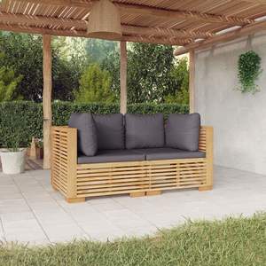 Ensemble de salon de jardin gris foncé avec bois naturel pour canapés de jardin - Product Image 1