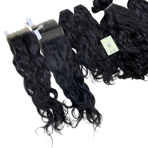 Extensiones de Cabello Humano Natural Ondulado Virgen Vietnamita Negro Natural, Doble Trama, Tejido a Máquina, Cabello Humano de Vietnam - Product Image 1