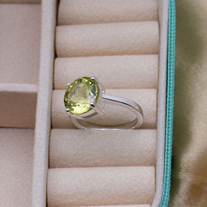 925 Sterling <b>Silver</b> Natural Lemon Topaz <b>Ring</b> for Women Round <b>Solitaire</b> Gemstone <b>Ring</b> Handmade Fine Jewelry Gift for Her - Product Image 5