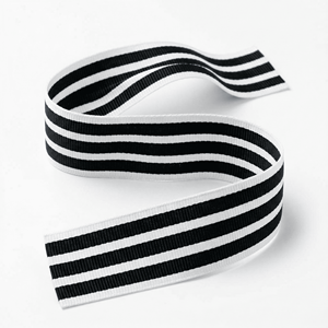 25mm Black White Stripe Grosgrain <b>Ribbon</b> Bulk Supply for Hair Accessories Sewing Projects Retail Packaging and DIY Craft Use - Product Image 4
