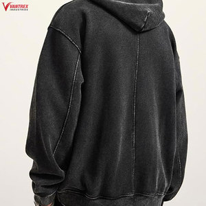 Sweat à capuche épais pour homme, sans cordon, personnalisable, coupe oversize, uni, effet vieilli, délavé à l'acide, style vintage - Product Image 3