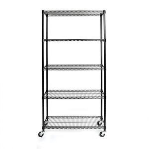 Scaffalature in Acciaio a 5 Ripiani con Ruote, Colore Nero, Certificate NSF - Product Image 2