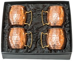 Copper mule beverage mug set for secret garden cocktails hammered finish metal cups durable reusable party mugs - Product Image 6
