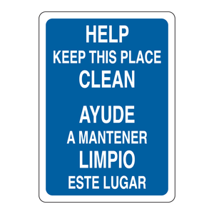 Señal de Limpieza Bilingüe en Inglés/Español, de PVC, para Montar en la Pared, para Lugares de Trabajo - Product Image 1