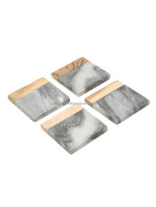 Sous-verres carrés de haute qualité classique blanc et noir pierre naturelle marbre Unique cuisine intérieur tapis et tampons - Product Image 3