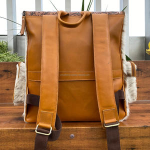 New 2025 High Quality Unisex Fashion Custom Logo <b>Hand</b> Tooled Cowhide Leather <b>Laptop</b> Backpacks Genuine Leather Diaper Backpack - Product Image 5
