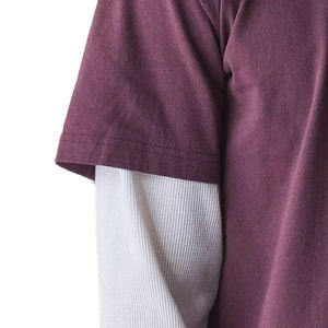 Venta al por mayor 100% algodón hombres camisetas logotipo personalizado y diseño de doble manga de calidad superior camiseta con tela tejida - Product Image 4