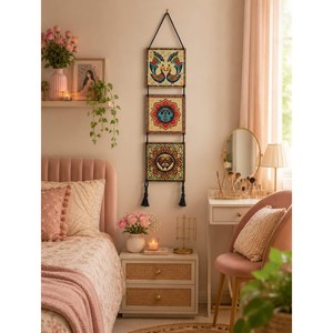 Bohemian Macram Wall Hanging with Wooden Shelf - Cotton Knotted Home Decor - Product Image 2