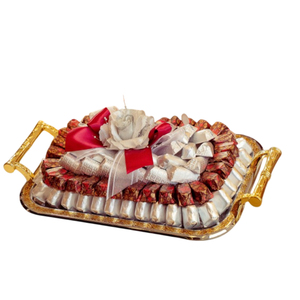 Luxury Handmade Gold Plated Metal <b>Chocolate</b> Tray Premium <b>Assorted</b> Pralines & Truffles Serving Dish For Weddings Eid And Events - Product Image 5