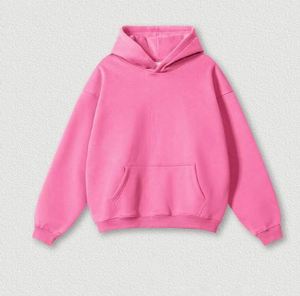 เสื้อฮู้ดสีชมพูแบบยูนิเซ็กส์ ทรงโอเวอร์ไซส์ ผ้าเฟรนช์เทอร์รี่ สวมใส่สบาย มีกระเป๋าหน้า สีพื้น แบบถัก - Product Image 1