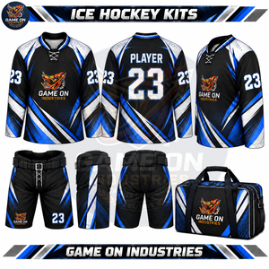 Ensemble d'uniformes de hockey sur glace personnalisés jaune et noir, sublimés, avec maillot à manches longues, short rembourré et sac de transport assorti, OEM ODM - Product Image 5