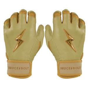 Bruce <b>Bolt</b> Khaki Leather Batting Gloves Durable <b>Hook</b> And Loop Closure Unisex Adult Training Glove - Product Image 1