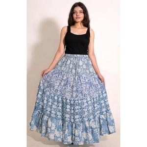 Boho Cotton Patchwork Tiered Maxi <b>Skirt</b>, Handmade Indian Festival <b>Skirt</b>, Casual <b>Summer</b> Wear - Product Image 3