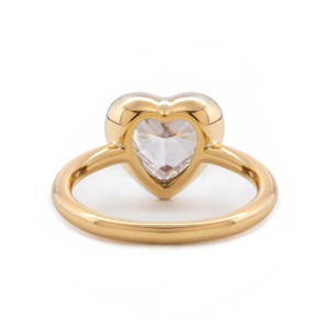 Anillo de Diamante de Laboratorio en Forma de Corazón de 1 Quilate, Oro Amarillo de 14K para Mujer, con Engaste de Bisel en Oro Blanco, Estilo Moderno - Product Image 4