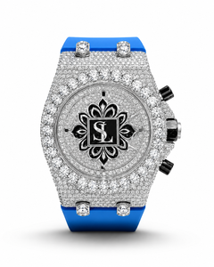 Montre à quartz en acier inoxydable allié de 43 mm avec cadran en verre et diamants pour homme, résistante à l'eau jusqu'à 30 m, élégante et tendance, fournie directement par l'usine - Product Image 1