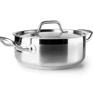 Casserole en acier inoxydable de qualité commerciale, robuste, avec poignées latérales rivetées, pour cuisson profonde - Product Image 1