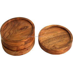 Sous-verre rond en bois de manguier par sublimation vierge prix d'usine haut de gamme pas cher sous-verre en bois naturel de l'Inde - Product Image 5