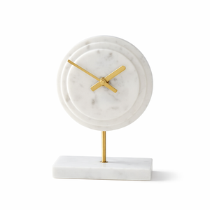 Nouveauté : Horloge de bureau élégante en marbre avec accents en laiton, décoration moderne pour la maison et le bureau, idée cadeau unique et luxueuse. - Product Image 5