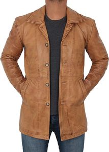 Chaquetas Largas de Cuero Genuino Elegantes a Precios de Mayoreo de Alta Calidad, Abrigos de Cuero Personalizados OEM para Hombre 2026 - Product Image 5