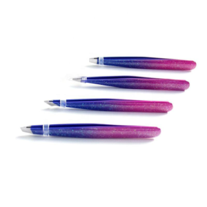Juego de 4 Pinzas para Cejas de Acero Inoxidable, Color Morado Azul Degradado con Brillo, Punta Inclinada, Herramientas de Belleza, OEM - Product Image 1