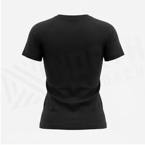 T-shirt de yoga côtelé à manches courtes et col rond pour femme North Approach, noir, anti-transpiration - Product Image 2