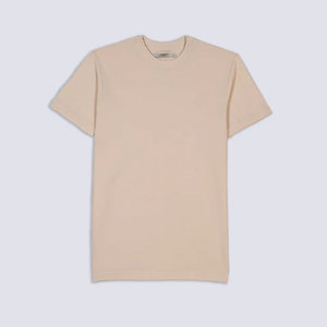 เสื้อยืดคอกลมแขนสั้นผู้ชายสีทึบแบบถักลำลองทรงปกติสีแดง - Product Image 2