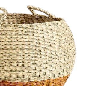 Handmade Traditional Craft Seagrass Basket with Two Tone Design Storage Laundry Hamper <b>Container</b> with Handles Bulk - Product Image 3