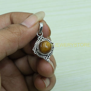 Collier pendentif en pierre œil de tigre de bonne qualité, pendentif en argent sterling 925, bijoux œil de tigre brun, cadeau pour femme, petite amie, maman - Product Image 2