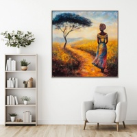 Peintures à l'huile modernes en gros femme africaine beau dos peint à la main brosse fleurs impressions d'art sur toile pour les projets d'hôtel
