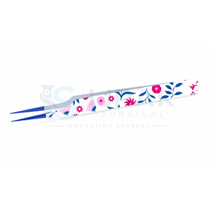 Pinzas Quirúrgicas Ijrak con Diseño Floral y Puntas Azules Lisas, Acero Inoxidable Duradero de Precisión para Extensión de Pestañas - Product Image 3