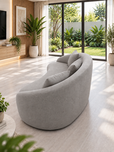 Canapé Courbé Cello Gris par Emerald Sofa, Canapé Rond Moderne et Contemporain pour Salon, Studio, Fabrication Personnalisée de Tissus - Product Image 3