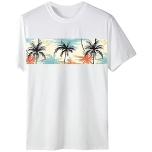 Men's Casual Short Sleeve T-Shirt Ombre Tropical Design Crewneck Lightweight Summer Top - Product Image 3
