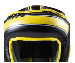 Protège-tête de boxe PROFIT SPORTS en cuir de vachette, équipement de protection durable pour l'entraînement, jaune et noir, ajustement universel - Product Image 5