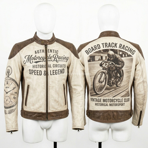 Chaqueta de Cuero para Motociclistas con Gráficos Personalizados, Chaqueta de Motociclista, Ropa de Calle Moderna, Prenda Exterior de Cuero Vacuno de Primera Calidad - Product Image 3